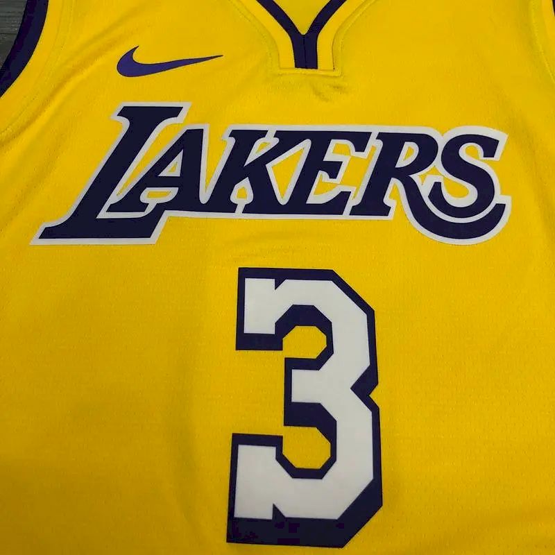 Camisa amarela masculina Anthony Davis versão jogador – Edição clássica retrô