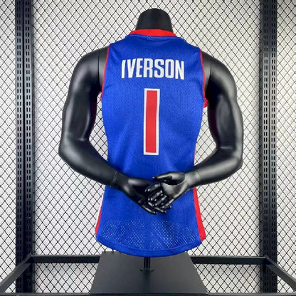 Camisa M&amp;N Allen Iverson Azul Retro Masculina 2008/09