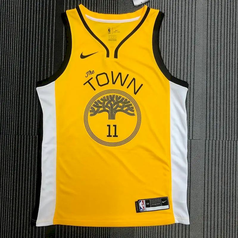 Camisa Klay Thompson com gola V amarela versão jogador masculina – Edição Statement