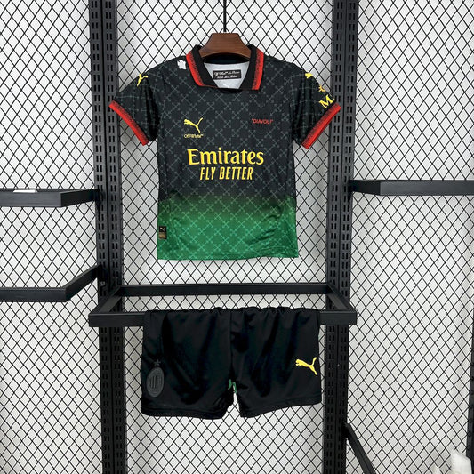 Ac Milan 2025/26 Co Branded Black Edition Kids Kit