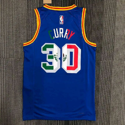 Camisa Stephen Curry Azul Retro Masculina – Edição de 75º Aniversário