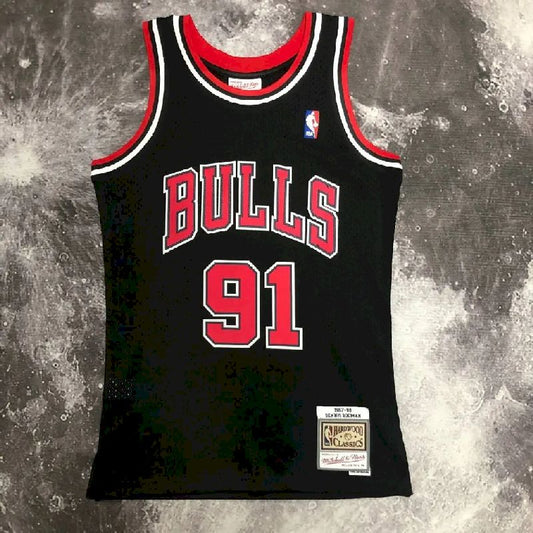 Camisa masculina M&amp;N 1998 Dennis Rodman preta retrô