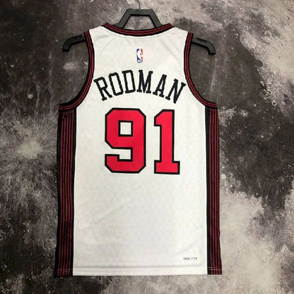 Camisa masculina Dennis Rodman branca da equipe – Edição City