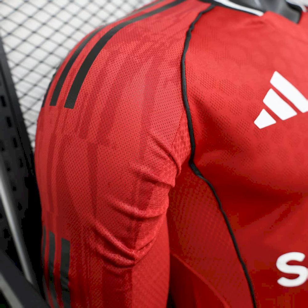 Men's Manchester United 2025/26 Home Long Sleeves Jersey Player Version