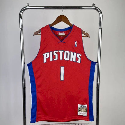 Camisa masculina M&amp;N Allen Iverson vermelha retrô 2008/09