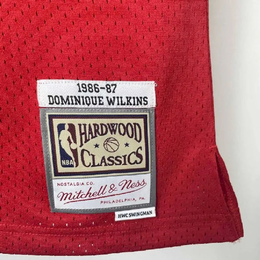 Men’s M&N 1985/86 Dominique Wilkins Red Retro Jersey