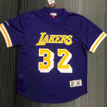 Camisa de jogador roxa masculina Earvin Johnson – Edição retrô