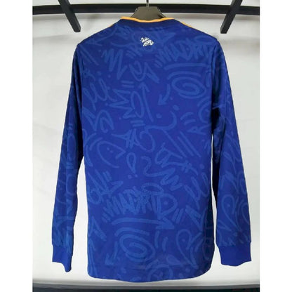 Camisa Autêntica de Manga Comprida do Real Madrid 2021/22 Away Versão Jogador