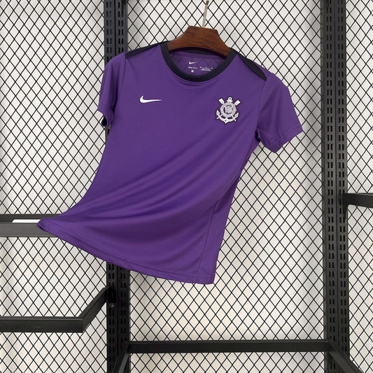 Camisa feminina roxa pré-jogo do Corinthians 2025/26