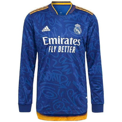 Camisa Autêntica de Manga Comprida do Real Madrid 2021/22 Away Versão Jogador