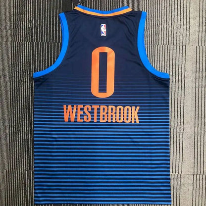 Camisa masculina Russell Westbrook Swingman azul marinho – Edição Statement