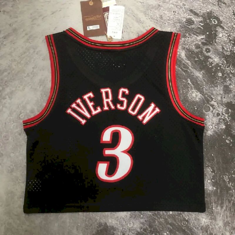 Camisa M&amp;N Allen Iverson preta retrô feminina