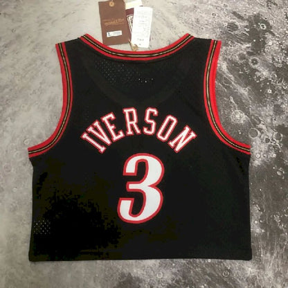 Camisa M&amp;N Allen Iverson preta retrô feminina