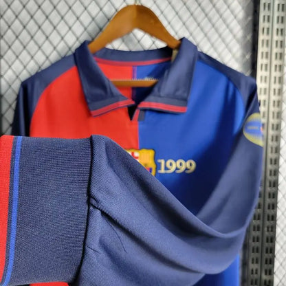 Camisa retrô de mangas compridas do Barcelona 1899/1999, edição 100º aniversário