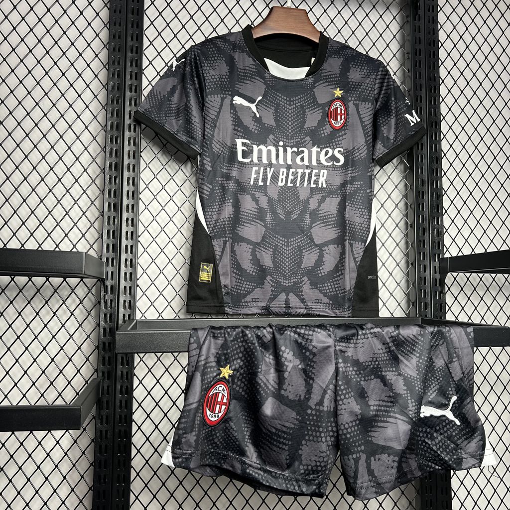 AC Milan 2024/25 Goalkeeper Jersey Black Kids Kit