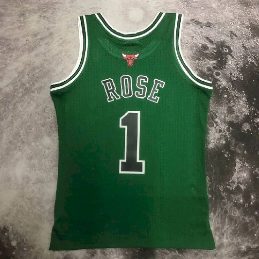 Camisa Masculina M&amp;N 08/09 Derrick Rose Verde Retro