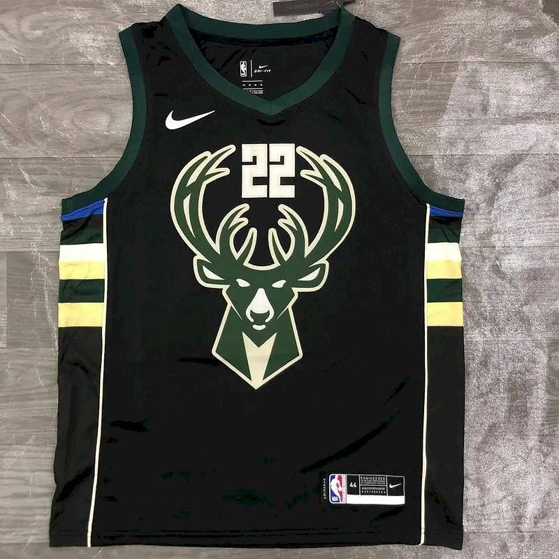 Men’s Khris Middleton 2020-21 Black Swingman Jersey – Icon Edition