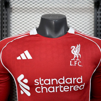 Men's Liverpool 2025/26 Home Long Sleeves Jersey Player Version
