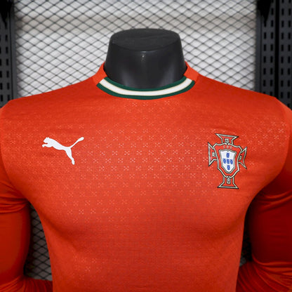 Men's Portugal 2025/26 Home Long Sleeve Jersey Player Version