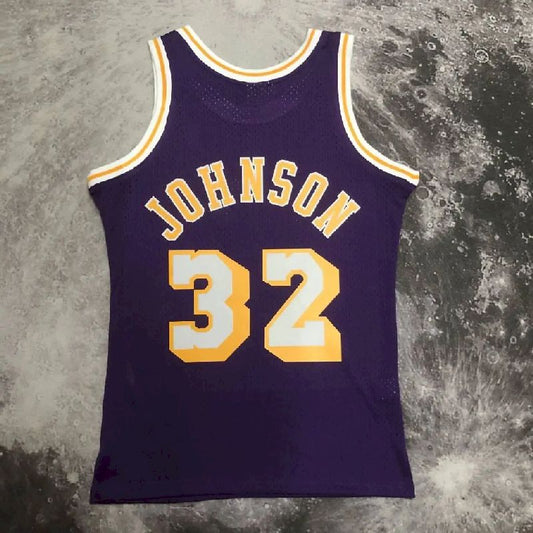 Men’s M&N 84/85 Earvin Johnson Purple Retro Jersey