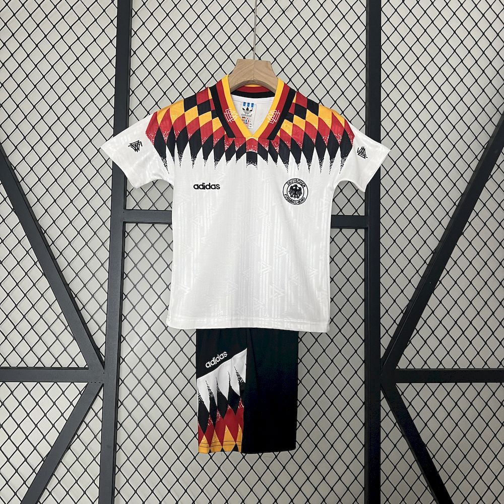 Camisa e shorts retrô infantil da Alemanha 1994