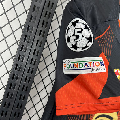 Camisa Barcelona 2025/26 preta laranja edição especial (Com Liga dos Campeões)