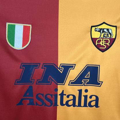 Camisa retrô de manga comprida AS Roma 2001/02 Home