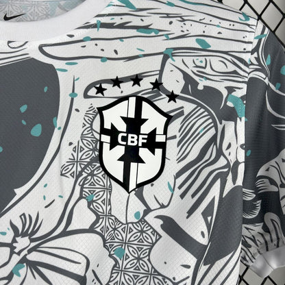 Men's Brazil 2025/26 White Parrot Edition Jersey