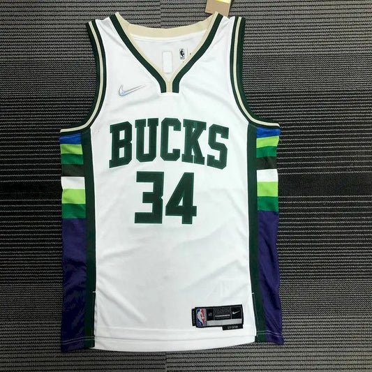 Men’s Giannis Antetokounmpo White Team Jersey – 75th Anniversary City Edition