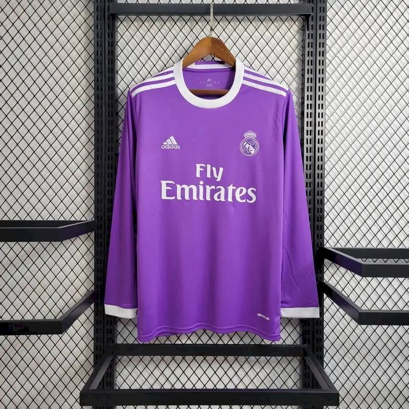 Camisa retrô de mangas compridas reserva do Real Madrid 2016/17