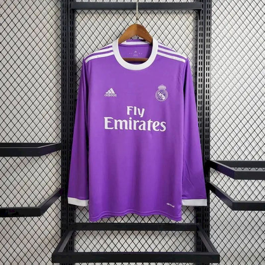 Camisa retrô de mangas compridas reserva do Real Madrid 2016/17