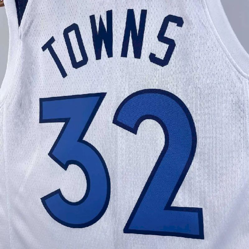 Camisa masculina Karl-Anthony Towns, branca, time titular, 2023