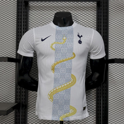 Men's Tottenham Hotspur 2025/26 White Gold Snake Edition Jersey Player Version
