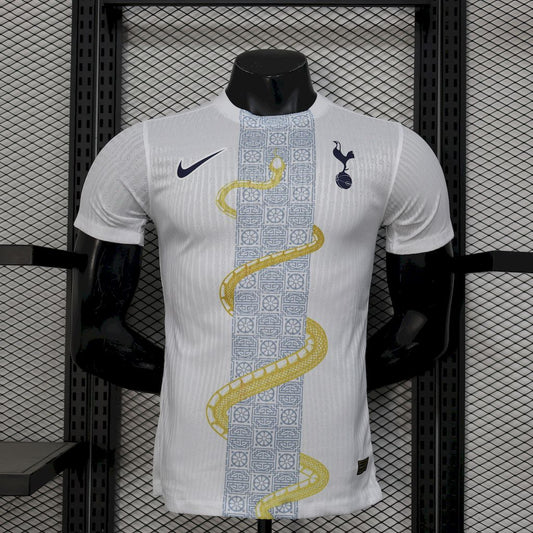 Men's Tottenham Hotspur 2025/26 White Gold Snake Edition Jersey Player Version