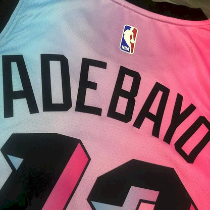 Camisa masculina Bam Adebayo 2020-21 Swingman rosa versão jogador – Edição City