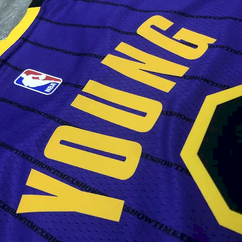 Camisa masculina Nick Young 2018-19 roxa Swingman versão jogador – Edição City
