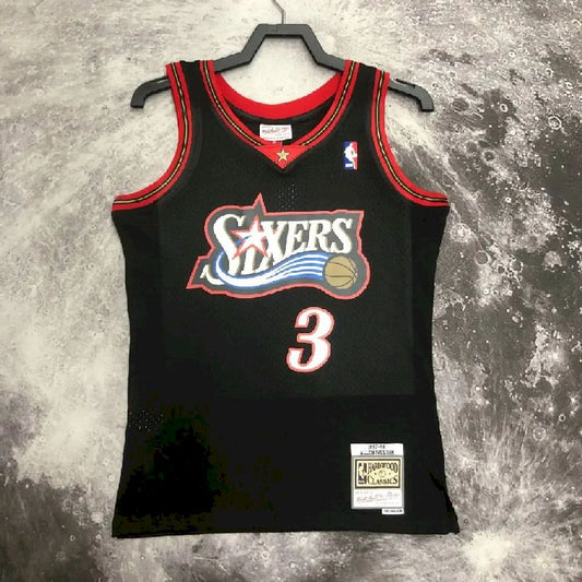 Men’s M&N 1997/98 Allen Iverson Black Retro Jersey