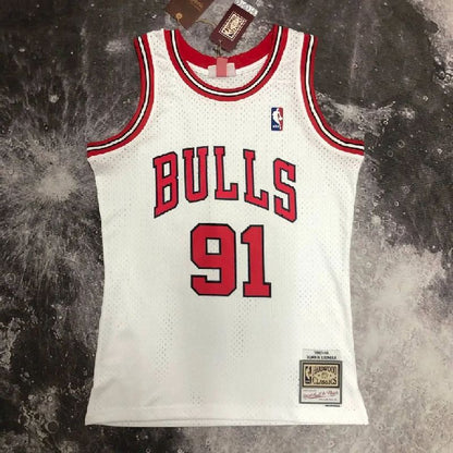Camisa masculina M&amp;N 1998 Dennis Rodman branca retrô