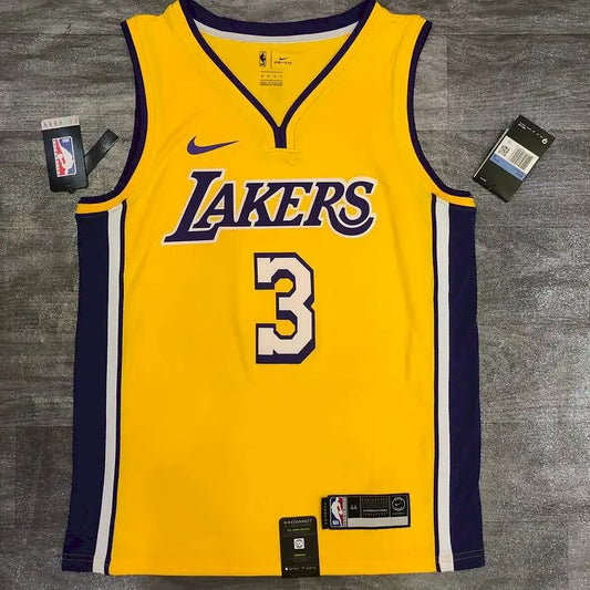 Camisa amarela masculina Anthony Davis versão jogador – Edição clássica retrô