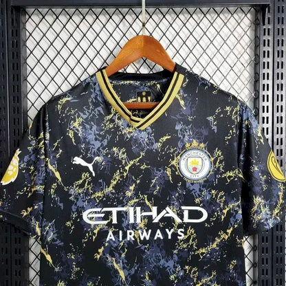 Camisa Manchester City 2023/24 Edição Especial Preta e Dourada
