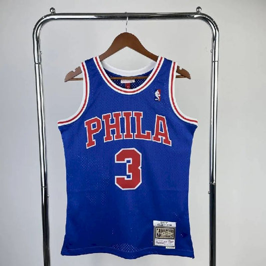 Camisa masculina M&amp;N Allen Iverson azul retrô 1996/97