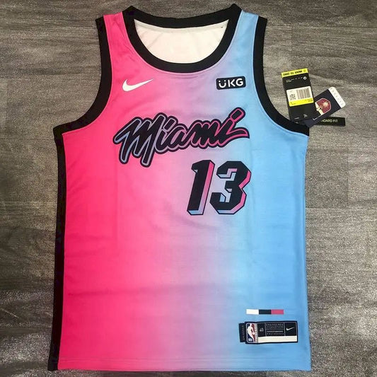 Camisa masculina Bam Adebayo 2020-21 Swingman rosa versão jogador – Edição City