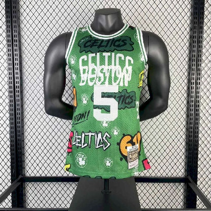 Camisa masculina M&amp;N Kevin Garnett verde retrô 2007/08