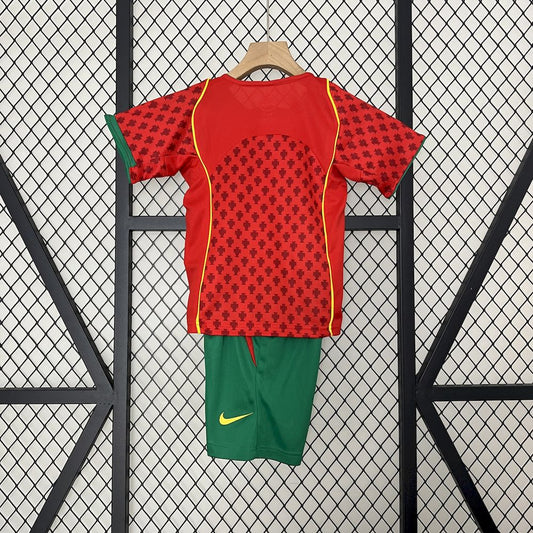 Portugal 2004 home kids retro Jersey and shorts