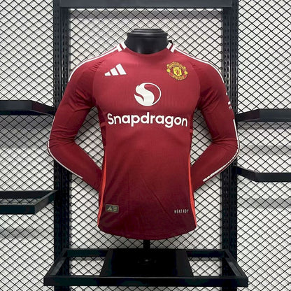 Men's Manchester United 2024/25 Home Long Sleeves Jersey Player Version