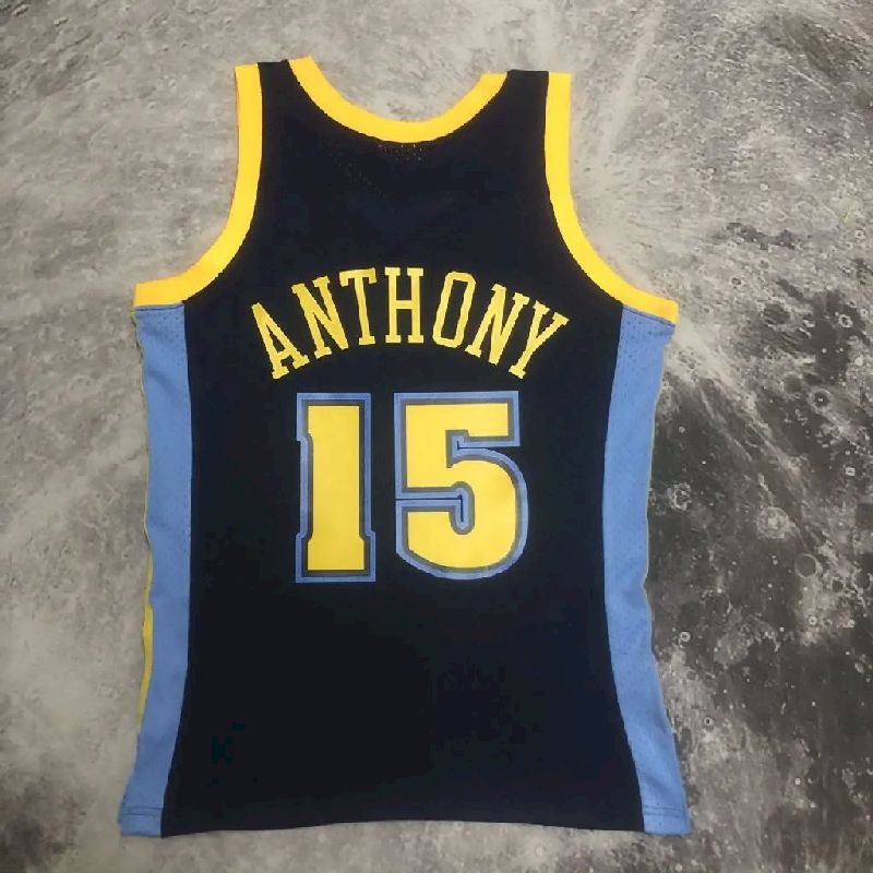 Camisa masculina M&amp;N 2006/2007 Carmelo Anthony azul retrô