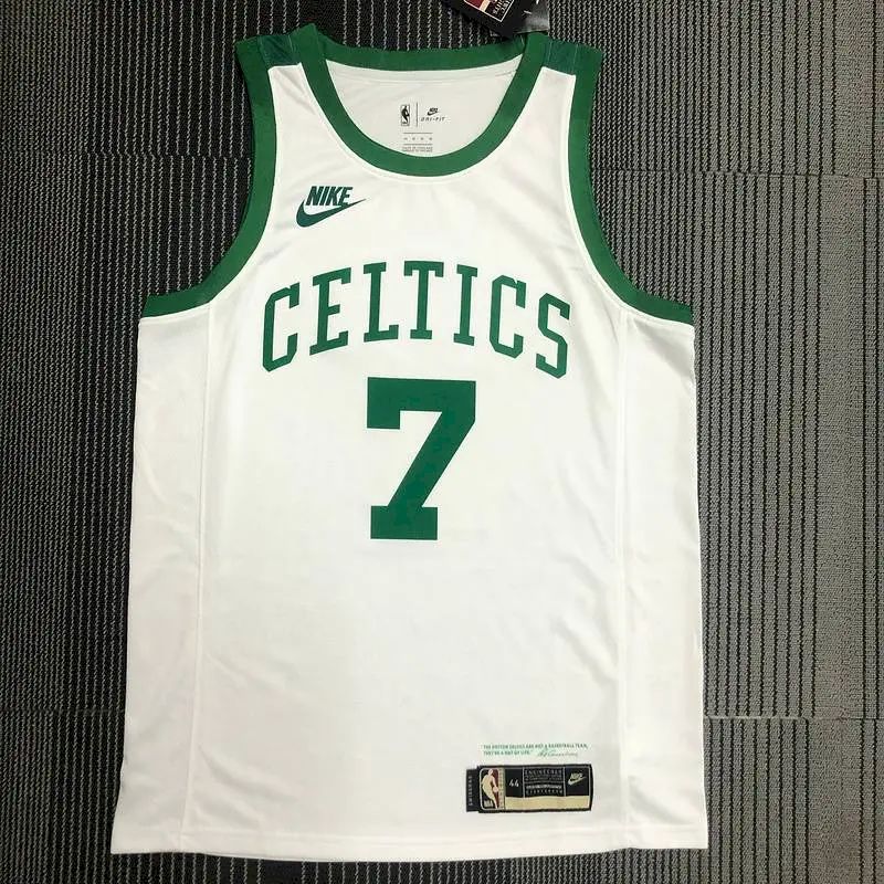 Camisa Jaylen Brown Masculina Branca 2021-22 75º Aniversário – Edição Clássica