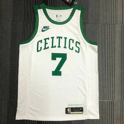 Camisa Jaylen Brown Masculina Branca 2021-22 75º Aniversário – Edição Clássica