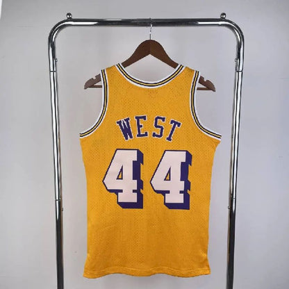 Camisa masculina M&amp;N 1971/72 Jerry West amarela retrô
