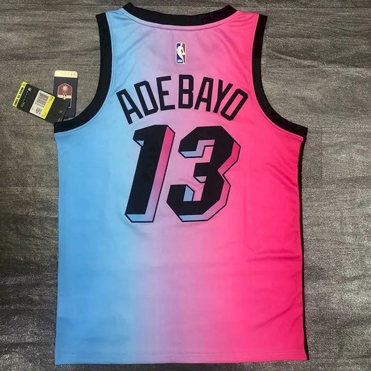 Camisa masculina Bam Adebayo 2020-21 Swingman rosa versão jogador – Edição City